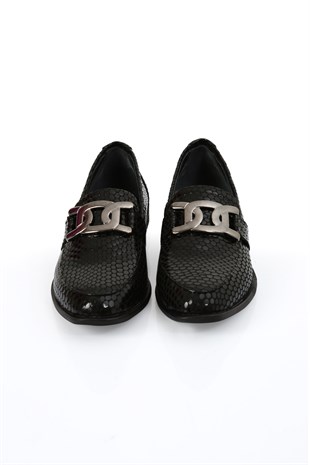 Cassidoshoes 002-1013 Petek Siyah Casual Kadın klasik Ayakkabı